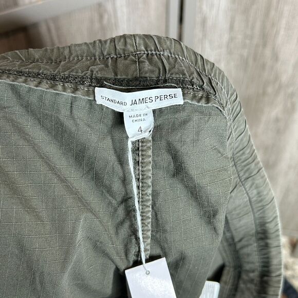 James Perse Cargo Shorts Sz 4 Hunter Green 3" Inseam Pull On Pockets NEW - Picture 5 of 8